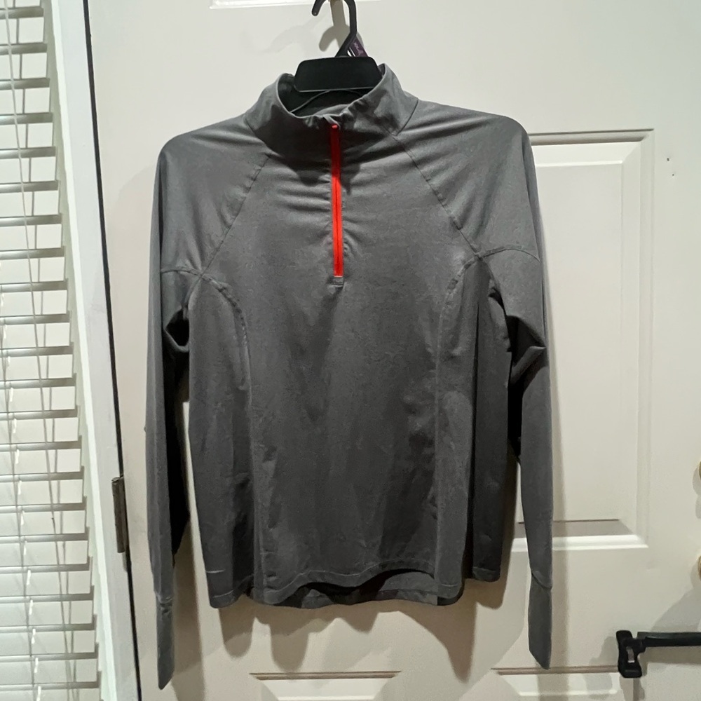 Gray Performance Jacket with Red Accent